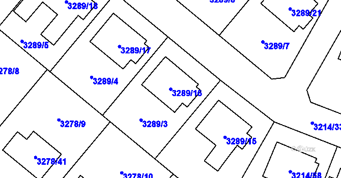 Parcela st. 3289/16 v KÚ Chotěboř, Katastrální mapa