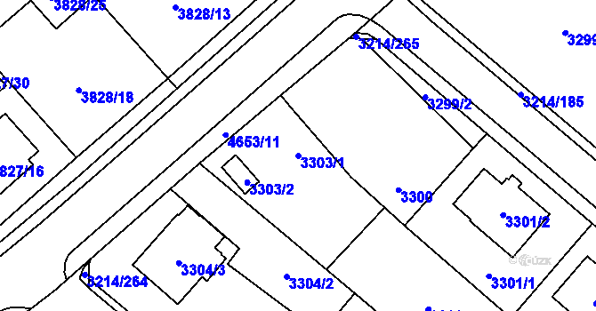 Parcela st. 3303/1 v KÚ Chotěboř, Katastrální mapa