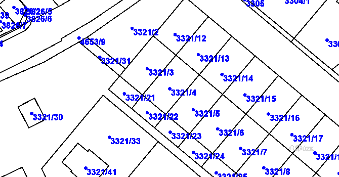 Parcela st. 3321/4 v KÚ Chotěboř, Katastrální mapa
