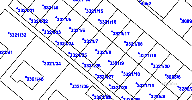 Parcela st. 3321/8 v KÚ Chotěboř, Katastrální mapa