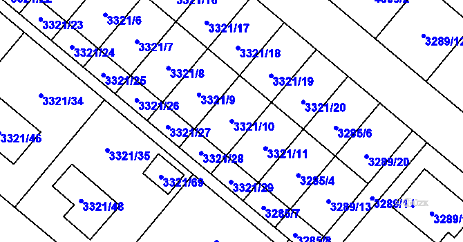 Parcela st. 3321/10 v KÚ Chotěboř, Katastrální mapa