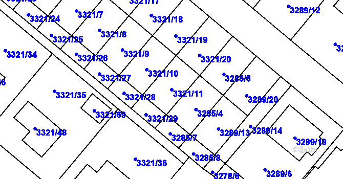 Parcela st. 3321/11 v KÚ Chotěboř, Katastrální mapa
