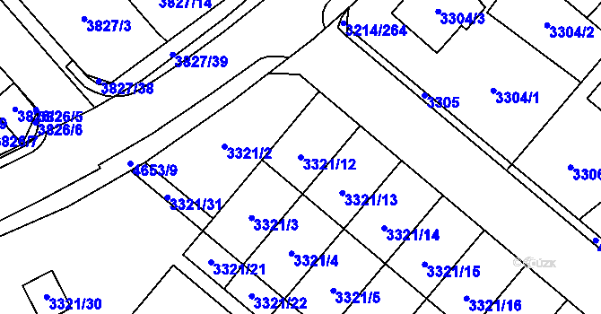 Parcela st. 3321/12 v KÚ Chotěboř, Katastrální mapa
