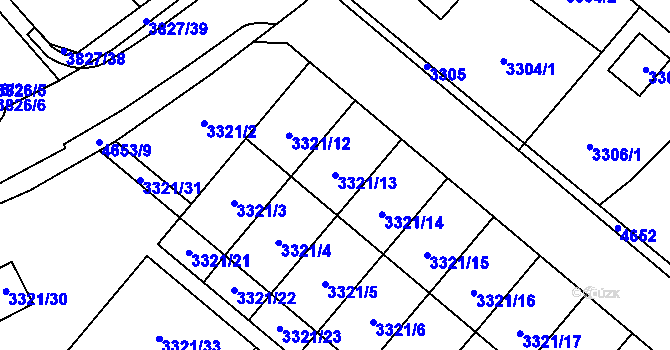 Parcela st. 3321/13 v KÚ Chotěboř, Katastrální mapa