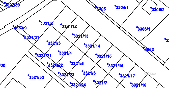Parcela st. 3321/14 v KÚ Chotěboř, Katastrální mapa