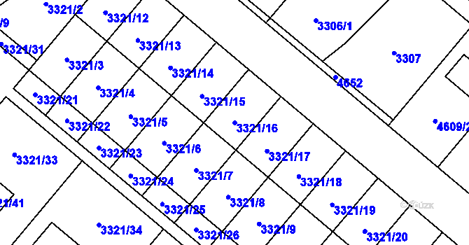 Parcela st. 3321/16 v KÚ Chotěboř, Katastrální mapa