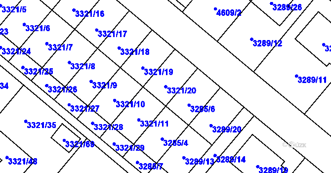 Parcela st. 3321/20 v KÚ Chotěboř, Katastrální mapa