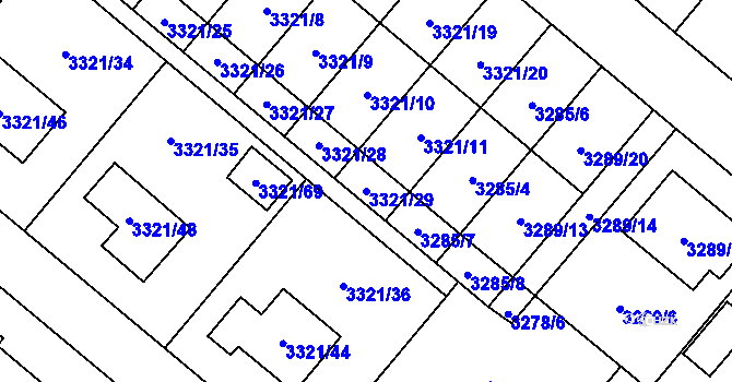 Parcela st. 3321/29 v KÚ Chotěboř, Katastrální mapa