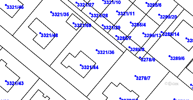 Parcela st. 3321/36 v KÚ Chotěboř, Katastrální mapa