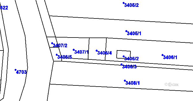 Parcela st. 3406/4 v KÚ Chotěboř, Katastrální mapa