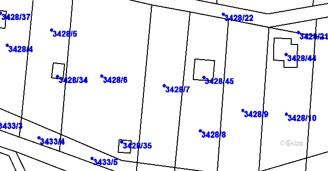 Parcela st. 3428/7 v KÚ Chotěboř, Katastrální mapa