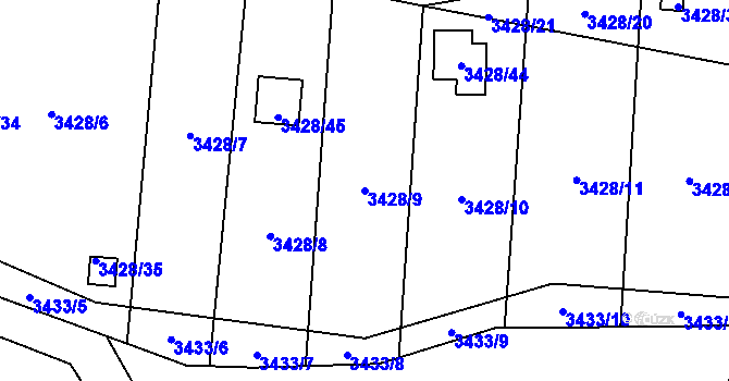 Parcela st. 3428/9 v KÚ Chotěboř, Katastrální mapa
