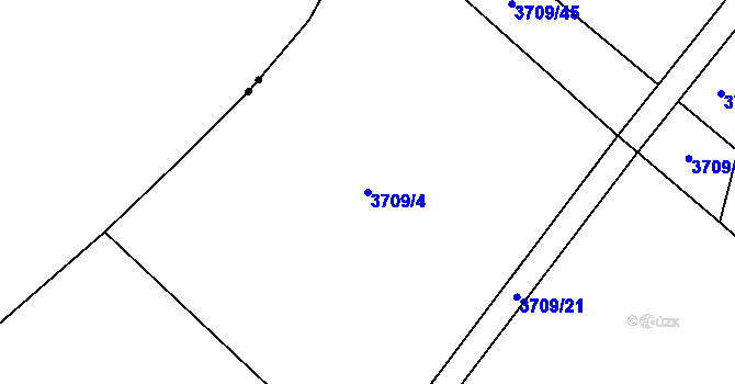 Parcela st. 3709/4 v KÚ Chotěboř, Katastrální mapa