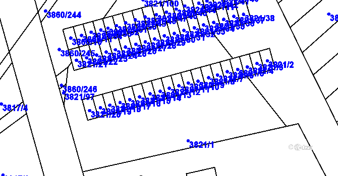 Parcela st. 3821/12 v KÚ Chotěboř, Katastrální mapa