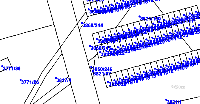 Parcela st. 3821/21 v KÚ Chotěboř, Katastrální mapa