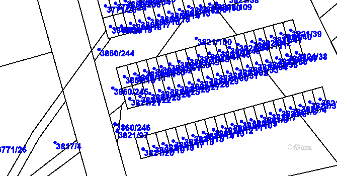 Parcela st. 3821/25 v KÚ Chotěboř, Katastrální mapa