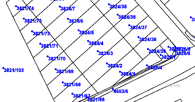 Parcela st. 3824/3 v KÚ Chotěboř, Katastrální mapa