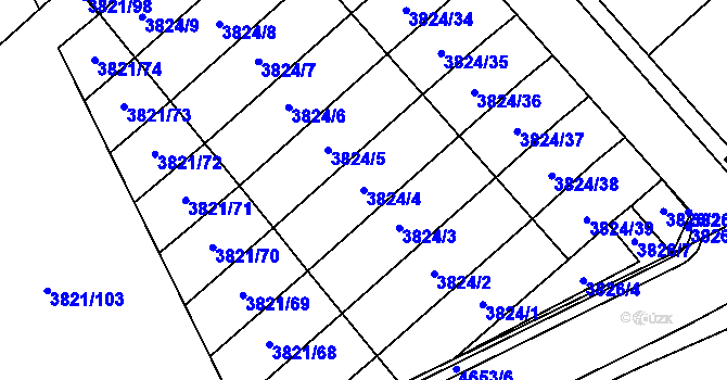 Parcela st. 3824/4 v KÚ Chotěboř, Katastrální mapa