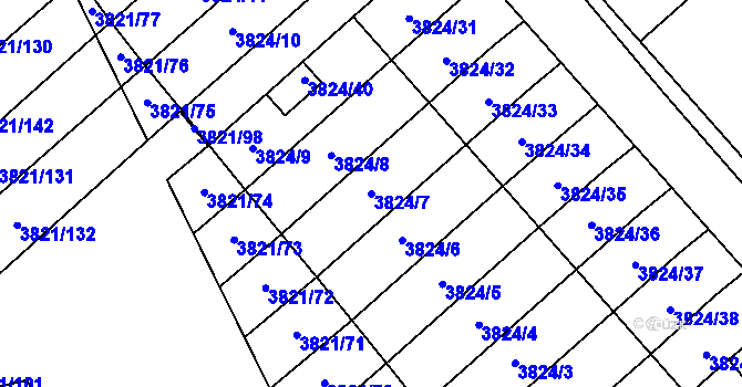 Parcela st. 3824/7 v KÚ Chotěboř, Katastrální mapa