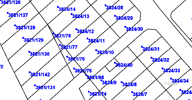 Parcela st. 3824/10 v KÚ Chotěboř, Katastrální mapa