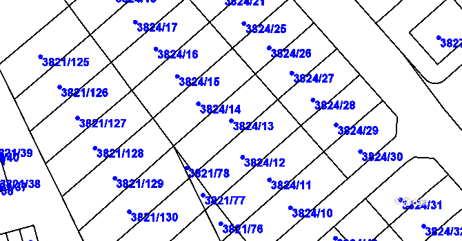Parcela st. 3824/13 v KÚ Chotěboř, Katastrální mapa