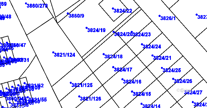 Parcela st. 3824/18 v KÚ Chotěboř, Katastrální mapa