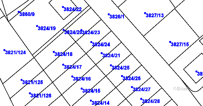 Parcela st. 3824/21 v KÚ Chotěboř, Katastrální mapa