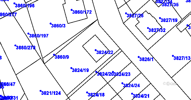 Parcela st. 3824/22 v KÚ Chotěboř, Katastrální mapa