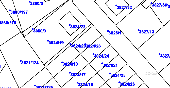Parcela st. 3824/23 v KÚ Chotěboř, Katastrální mapa
