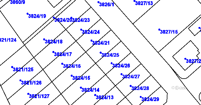 Parcela st. 3824/25 v KÚ Chotěboř, Katastrální mapa