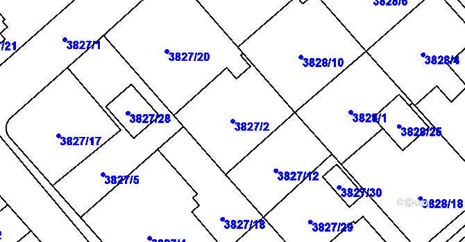 Parcela st. 3827/2 v KÚ Chotěboř, Katastrální mapa