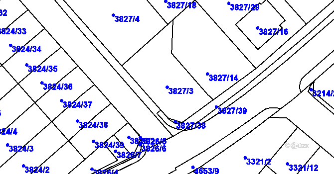 Parcela st. 3827/3 v KÚ Chotěboř, Katastrální mapa
