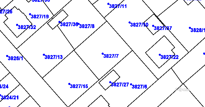 Parcela st. 3827/7 v KÚ Chotěboř, Katastrální mapa
