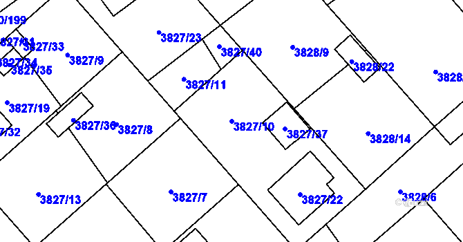Parcela st. 3827/10 v KÚ Chotěboř, Katastrální mapa