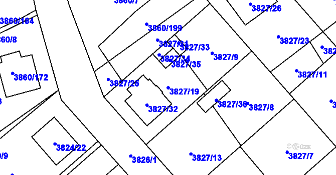 Parcela st. 3827/19 v KÚ Chotěboř, Katastrální mapa