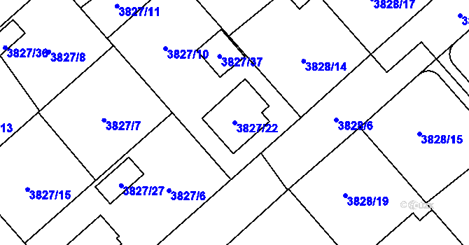 Parcela st. 3827/22 v KÚ Chotěboř, Katastrální mapa