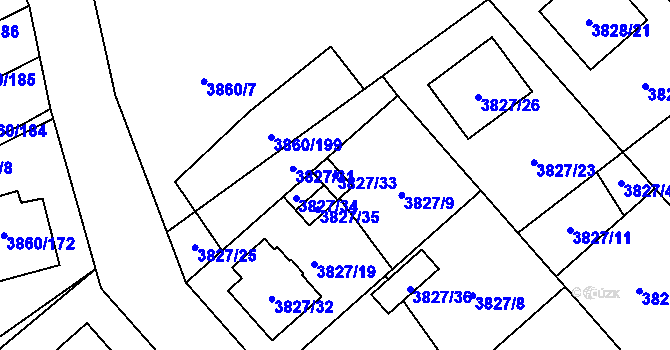 Parcela st. 3827/33 v KÚ Chotěboř, Katastrální mapa