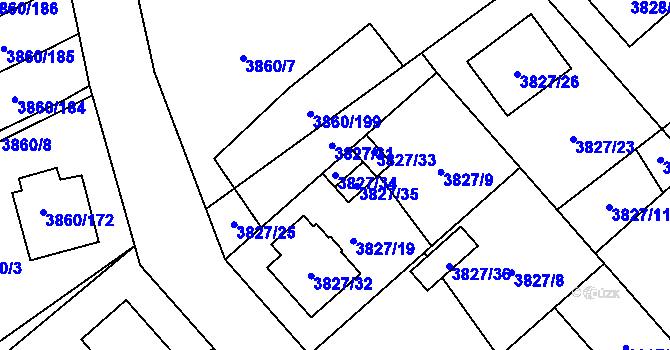 Parcela st. 3827/34 v KÚ Chotěboř, Katastrální mapa