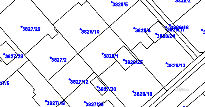 Parcela st. 3828/1 v KÚ Chotěboř, Katastrální mapa