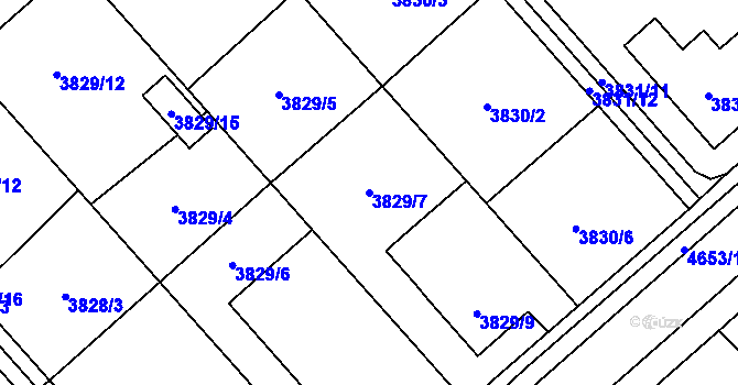 Parcela st. 3829/7 v KÚ Chotěboř, Katastrální mapa