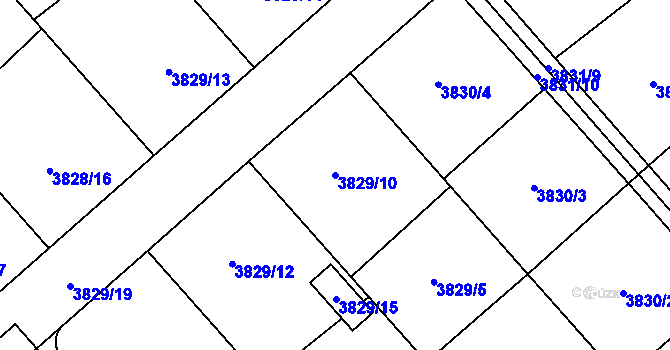 Parcela st. 3829/10 v KÚ Chotěboř, Katastrální mapa