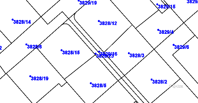 Parcela st. 3829/16 v KÚ Chotěboř, Katastrální mapa