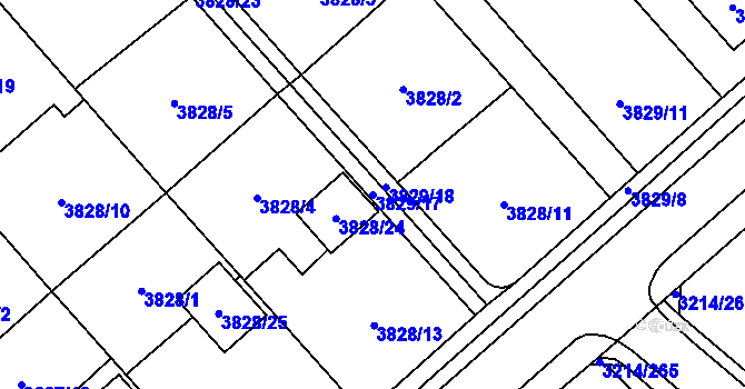 Parcela st. 3829/17 v KÚ Chotěboř, Katastrální mapa
