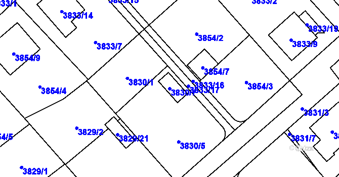 Parcela st. 3830/7 v KÚ Chotěboř, Katastrální mapa