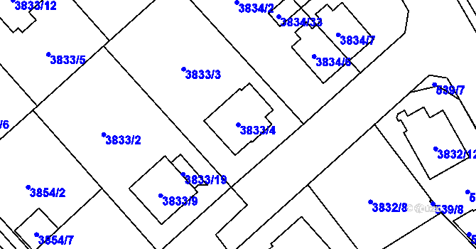Parcela st. 3833/4 v KÚ Chotěboř, Katastrální mapa