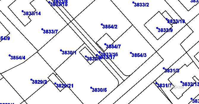 Parcela st. 3833/16 v KÚ Chotěboř, Katastrální mapa