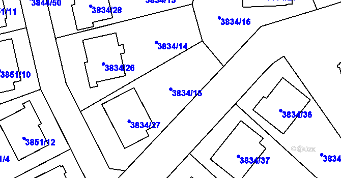 Parcela st. 3834/15 v KÚ Chotěboř, Katastrální mapa