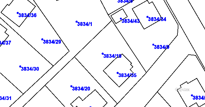 Parcela st. 3834/19 v KÚ Chotěboř, Katastrální mapa