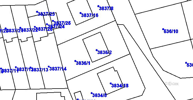 Parcela st. 3836/2 v KÚ Chotěboř, Katastrální mapa