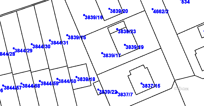 Parcela st. 3839/17 v KÚ Chotěboř, Katastrální mapa